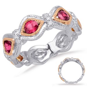 Rose & White Gold Ruby & Diamond Ring