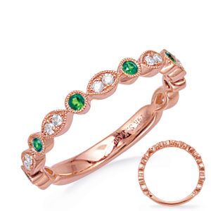 Rose Gold Emerald & Diamond Ring