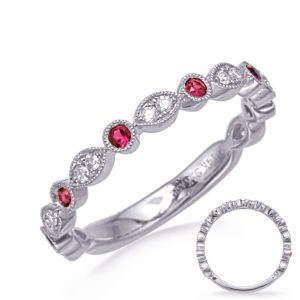 White Gold Ruby & Diamond Ring