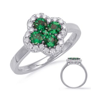 White Gold Emerald & Diamond Ring
