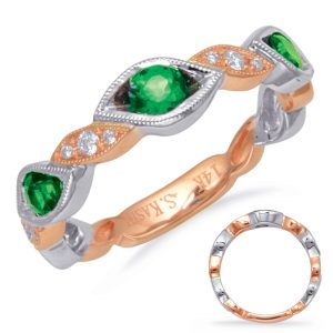 Rose & White Gold Emerald & Diamond Ring