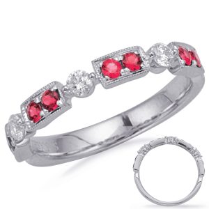 White Gold Ruby & Diamond Ring