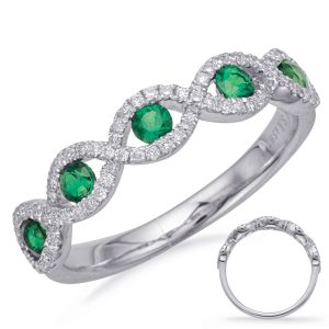 White Gold Emerald & Diamond Ring