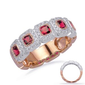 Rose & White Gold Ruby & Diamond Ring