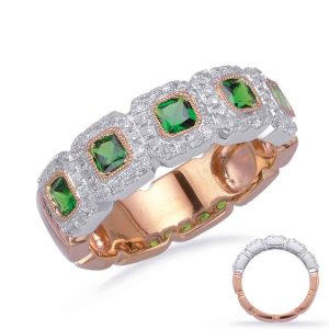 Rose & White Gold Tsavorite & Dia Ring