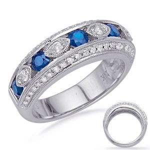 White Gold Sapphire & Diamond Ring