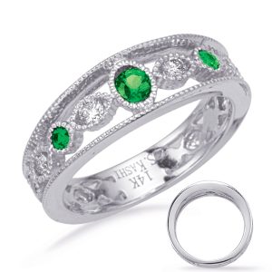 White Gold Emerald & Diamond Ring