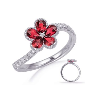 White Gold Ruby & Diamond Ring