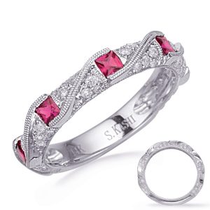 White Gold Ruby & Diamond Ring