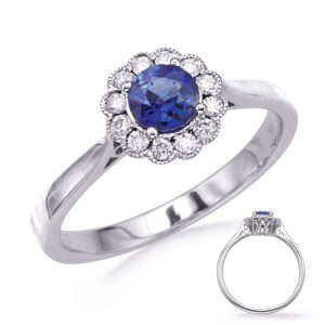 White Gold Sapphire & Diamond Ring