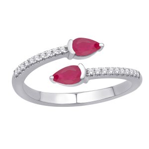 White Gold Ruby & Diamond Ring