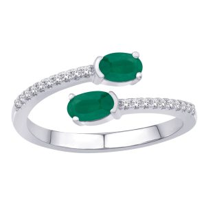 White Gold Emerald & Diamond Ring