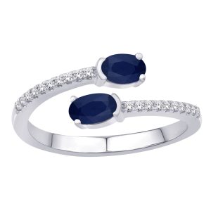 White Gold Sapphire & Diamond Ring