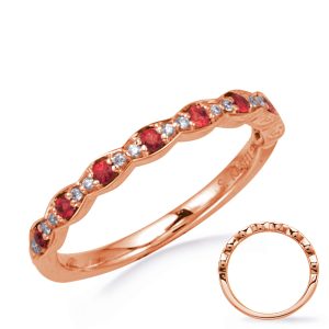 Rose Gold Diamond; & Ruby Band