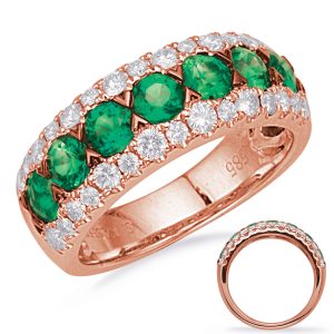 Rose Gold Emerald & Diamond Ring