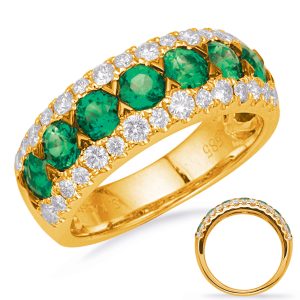 Yellow Gold Emerald & Diamond Ring