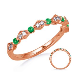 Rose Gold Emerald & Diamond Ring