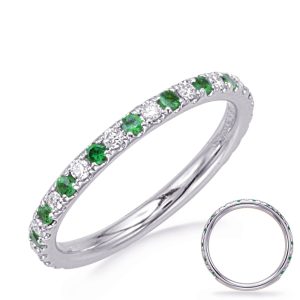 White Gold Green Garnet & Diamond Ring
