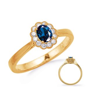 Yellow Gold Sapphire & Diamond Ring