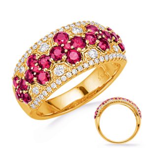 Yellow Gold Ruby  & Diamond Ring