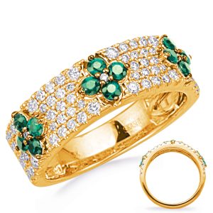 Yellow Gold Emerald & Diamond Ring