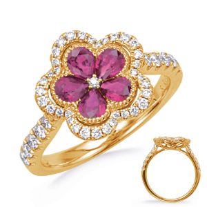 Yellow Gold  Ruby & Diamond Ring