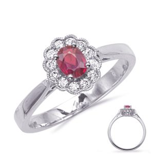 White Gold Ruby & Diamond Ring