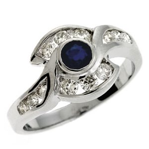 Sapp./ Dia White Gold Ring