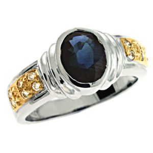 Yellow & White Sapphire & Diamond Ring
