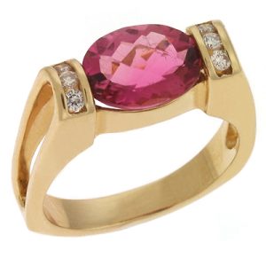 Pink  Tourmaline & Diamond Rin