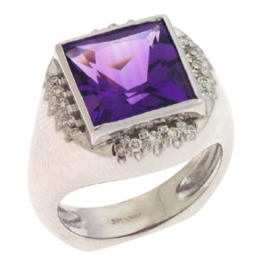 Iolite & Diamond Ring
