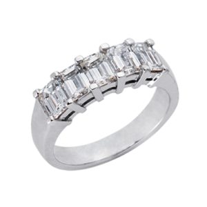 Platinum Diamond Emerald Cut Band