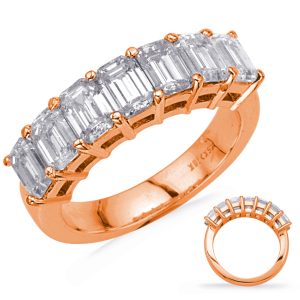Rose Gold Emerald Cut Diamond Band