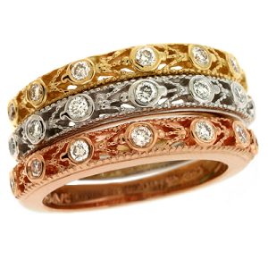 Rose & Yellow & White Gold Fashion Ring