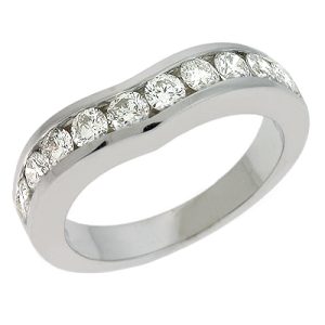V Shape White Gold Band
