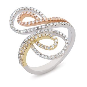 Tri Color Diamond Pave Ring