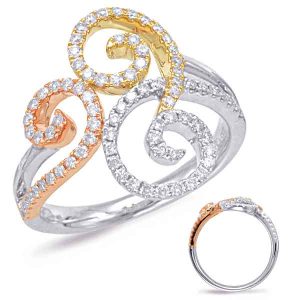Tri Gold  Mico Pave Ring