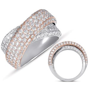 Rose & White Gold  Diamond Pave Ring