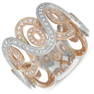 White & Rose Gold Pave Band