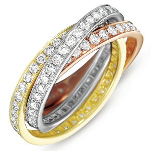 Rose & Yellow & White Pave Bands
