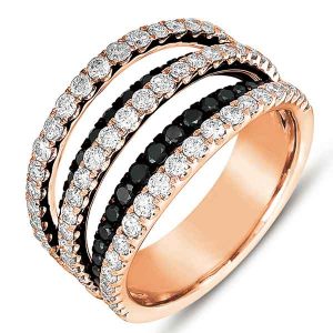 Rose Gold Black & White Diamond Ring