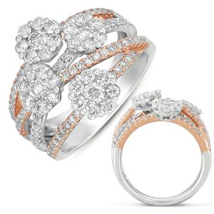 White & Rose Gold Pave Ring
