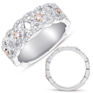 White & Rose Gold Pave Ring
