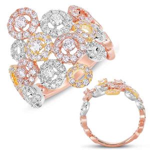 Rose & Yellow & White Fashion Ring
