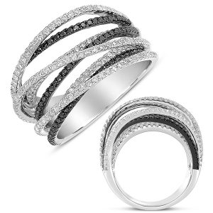 White & Black Diamond  Pave Ring