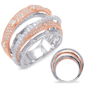 White & Rose Gold Fashion Ring