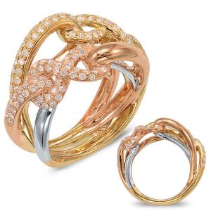 White & Yellow & Rose Gold Fashion Ring