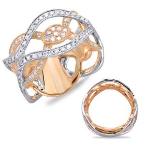 White & Rose Gold Pave Band