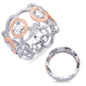 White & Rose Gold Pave Band