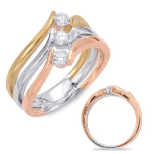 Rose & White & Yellow Gold Fashion Ring
